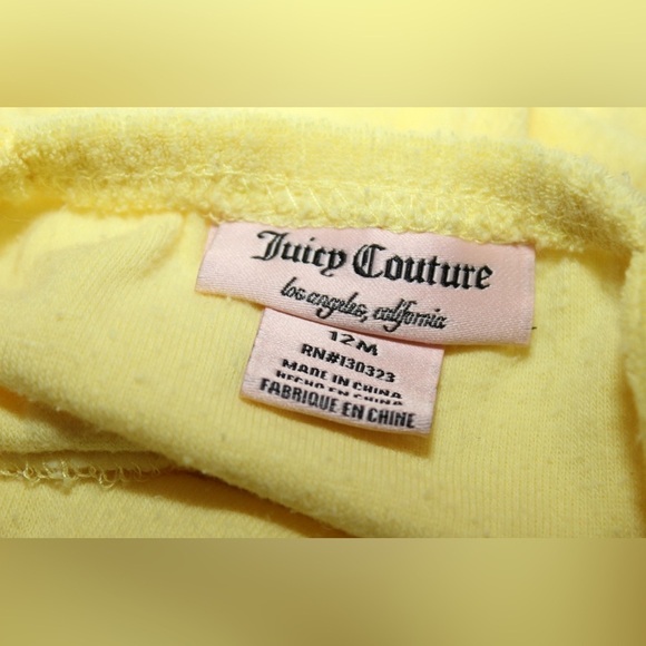 Juicy Couture One Piece Yellow Romper White Lace Trim Baby Girl Terry Cloth - Picture 4 of 4